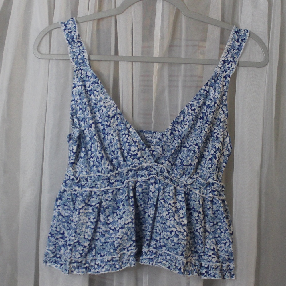 Women's unbranded Blue Boho Style Floral Sleeveless Cropped Top In Sz(L)